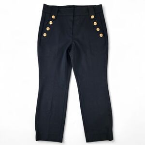 White House Black Market Jolie Straight Leg Black Pants Gold Button Women 10 S